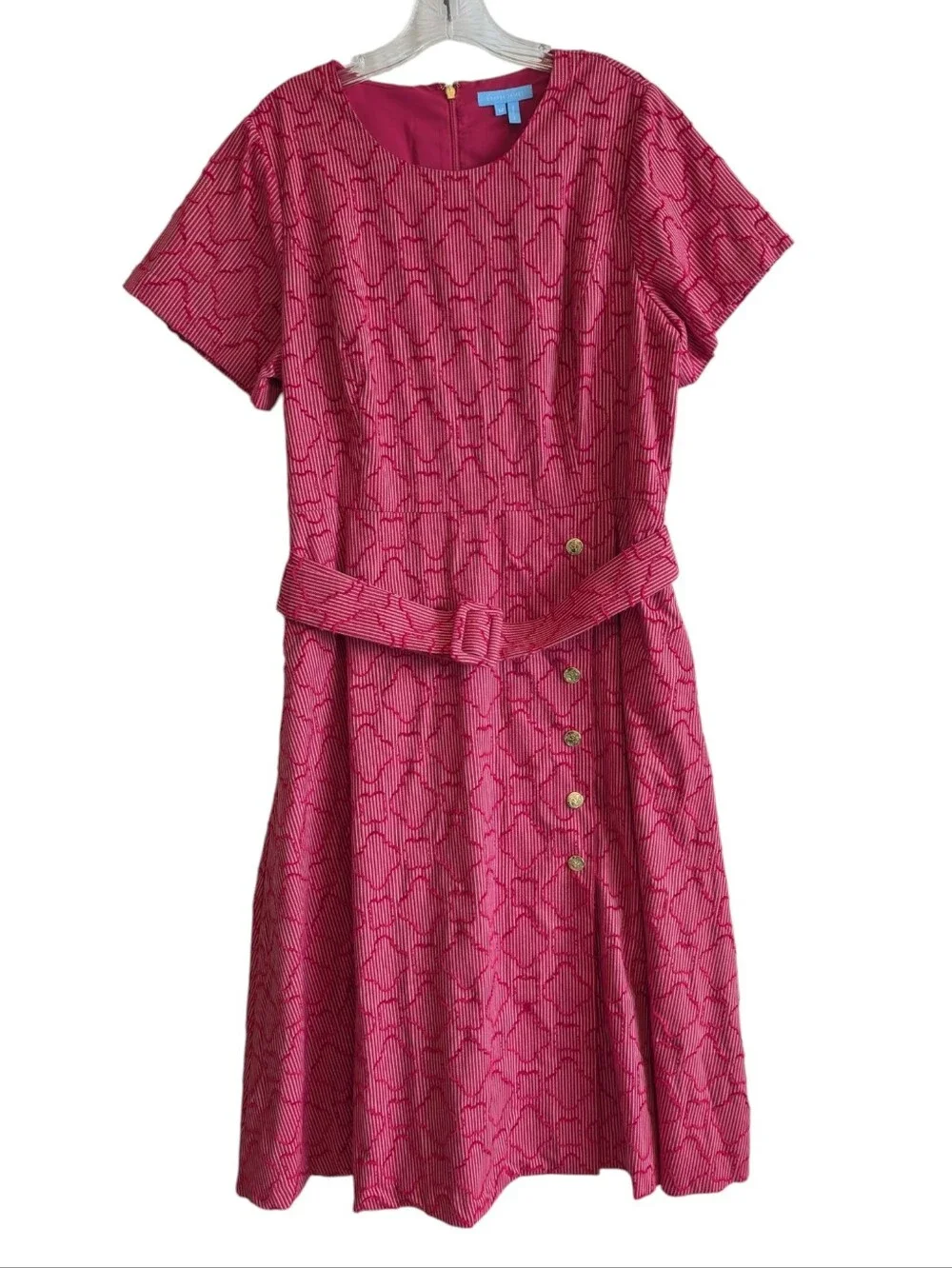 Draper James Charlotte Pink dress In Textured Stripe Sz 12 - Picture 2 of 7